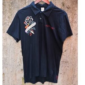 Ed Hardy by Christian Audigier Black Tattoo Graphic “Love Kills Slowly” Size L